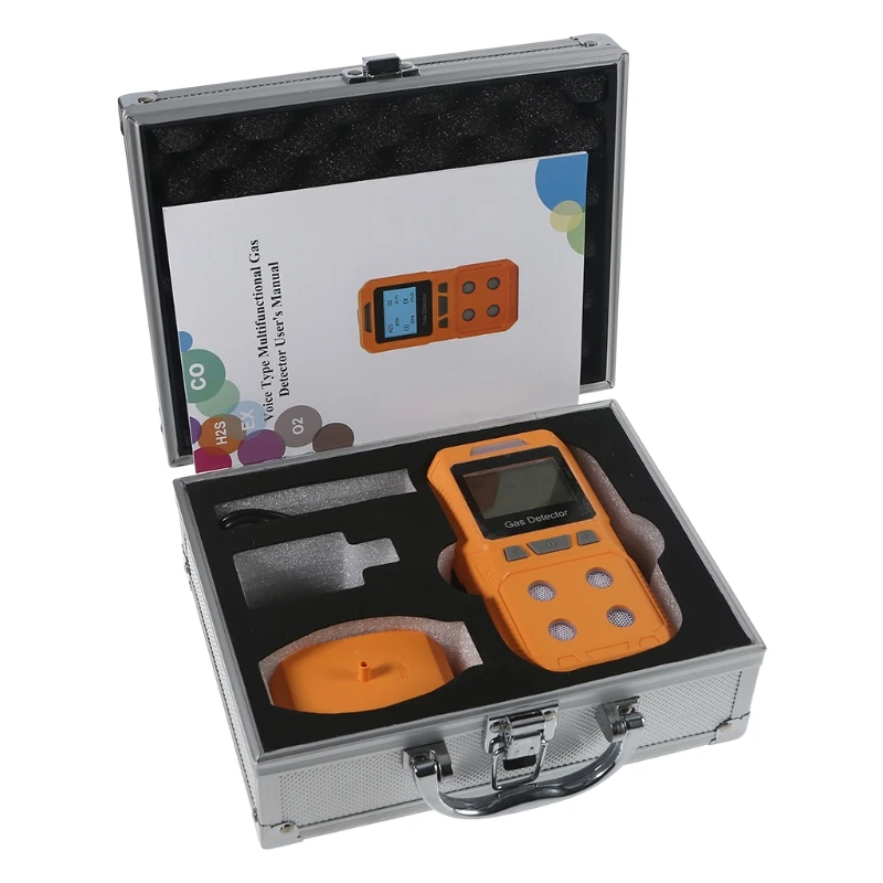 

Portable 4 Gas Detector Sound Light Vibration Multi-Gas Monitor Meter Rechargeable LCD Screen O2 CO H2S LEL Gas Senor