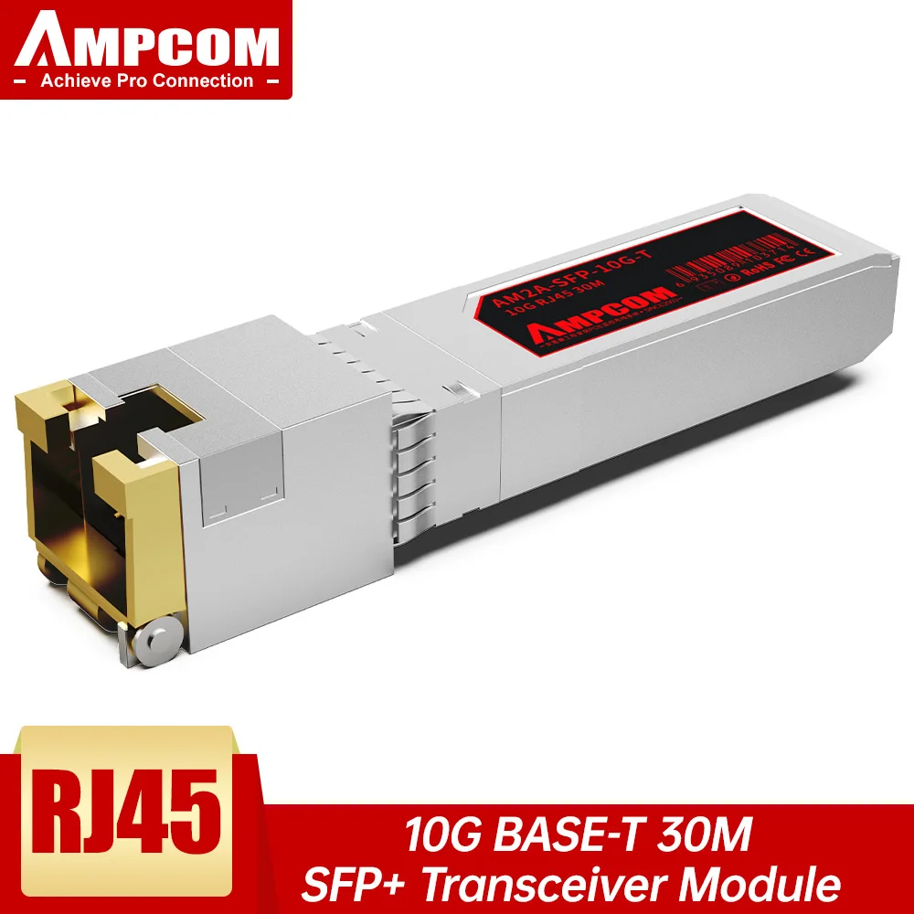 AMPCOM 10G SFP+ to RJ45 Ethernet Copper SFP Transceiver,  RJ45 to SFP+ Fiber Optical Module Transceiver, CAT6A/CAT7, Up to 30M