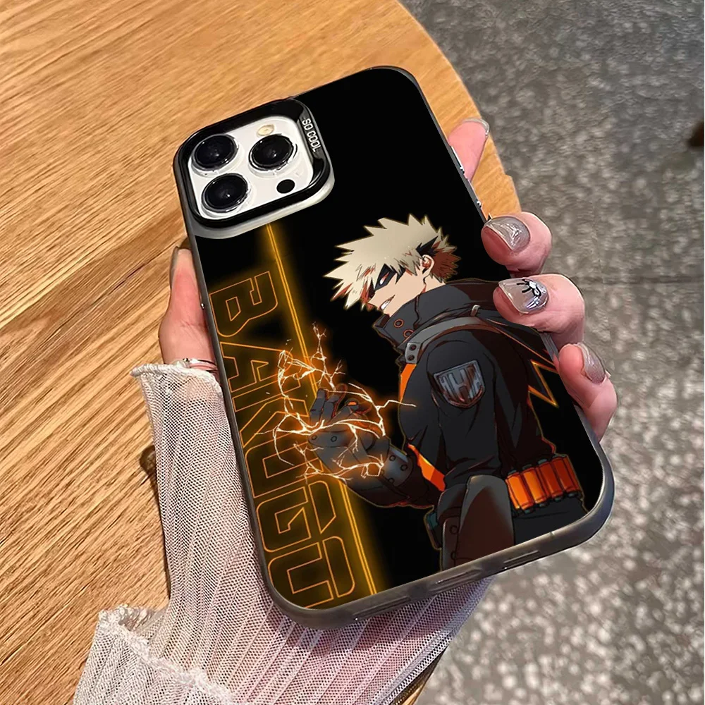 Bilibili B-Bakugou Katsuki Phone Case For iPhone 16 12 13 14 15 Pro Max Plus Color Electroplated Silver IMD Laser Cover
