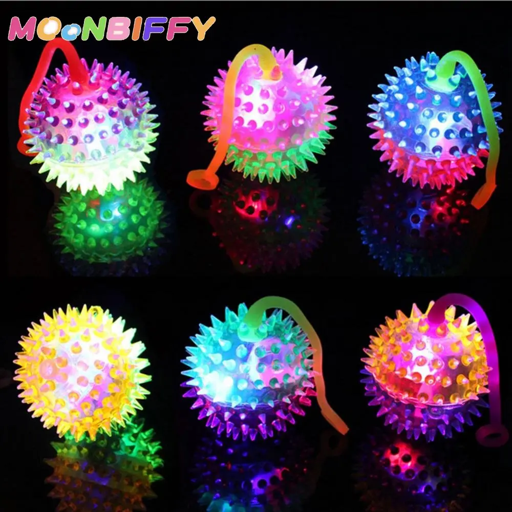 1 Pc Kids Glowing Ball Toy LED Light Up Flashing Soft Prickly Massage Ball Elasticity Fun Toys Children Squeeze Anti Stress Toys