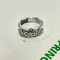 fashion silver color edelweiss rings armymen veteran ring for men womens engagement wedding ring anniversary jewelry