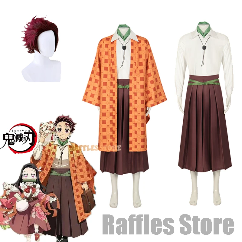 

Костюм для косплея Tanjirou Kamado, косплей-кимоно из аниме «no Yaiba», кимоно для Хэллоуина, Современная униформа