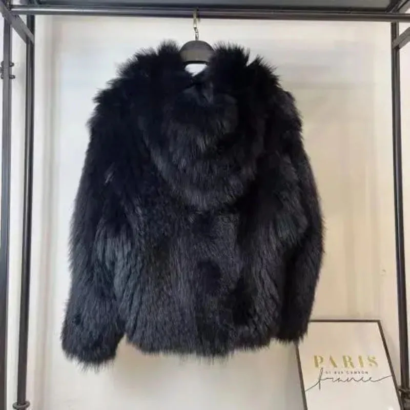 Жареная уличная куртка из искусственного лисьего меха женское пальто с