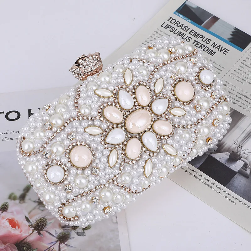 

Pearl Clutches Bag Wedding Day Guests Purse Ladies Formal Ceremonial Purses Luxury Diamond Evening Bags Women Party Clutch