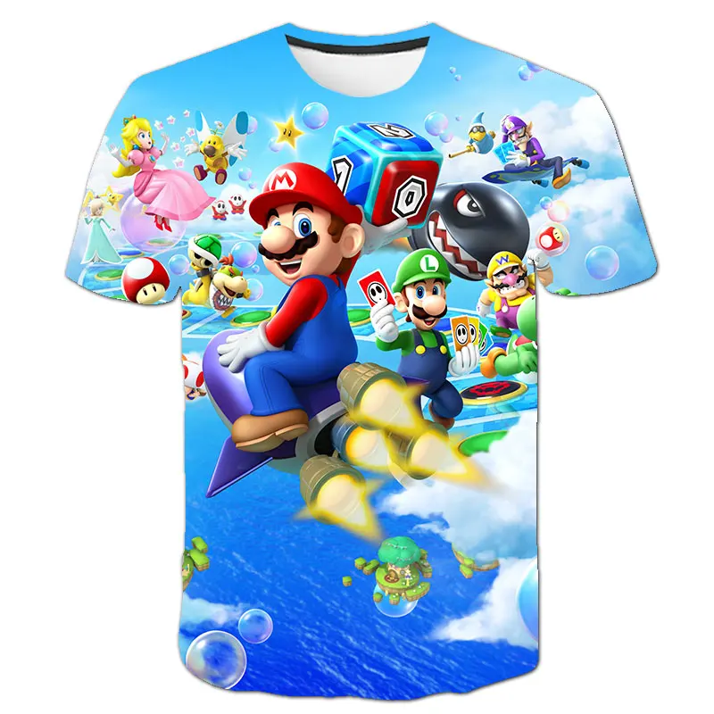 Kids Girls And Boys T-shirt Cartoon Tee Tops Summer Short Sleeved Children Role Playing Mario Bros T-shirts