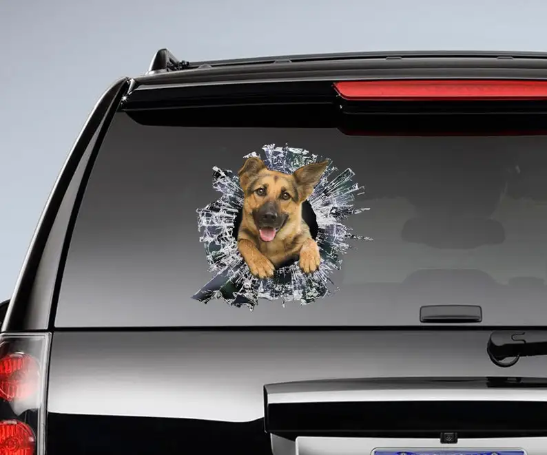 

German shepherd window sticker, car sticker, puppy car decal, funny dog sticker