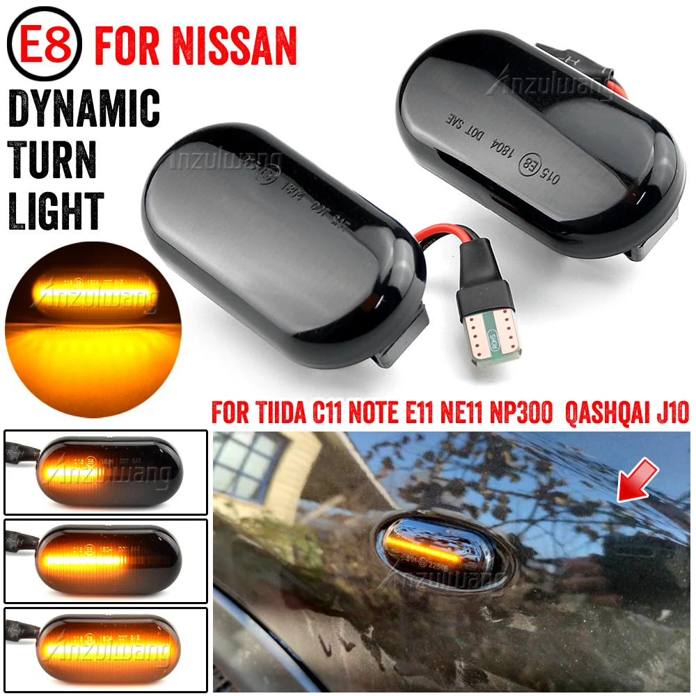 

Dynamic Side Marker LED Turn Signal Light For Nissan Tiida C11 Note E11 NE11 Micra K12 NP300 Navara D40 Qashqai J10 Pathfinder