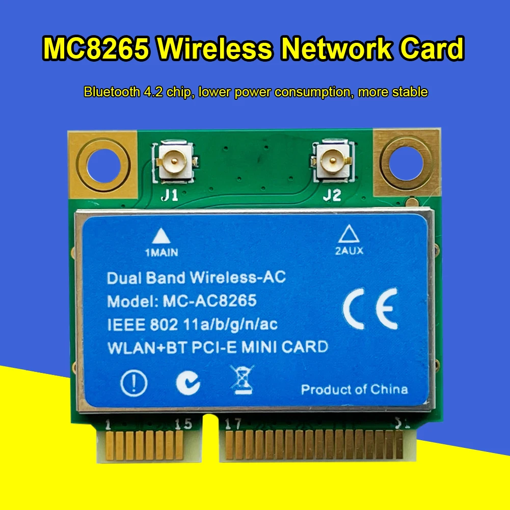 

1200M MC8265 Dongle Receiver Mini PCI-Express 2.4GHz 5GHz Wireless WiFi Module Dual Band Network Card Antenna for Desktop Laptop