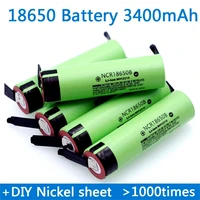 100 original 18650 battery 3 7v 3400mah 18650 rechargeable lithium battery for 18650 battery diy nickel piece