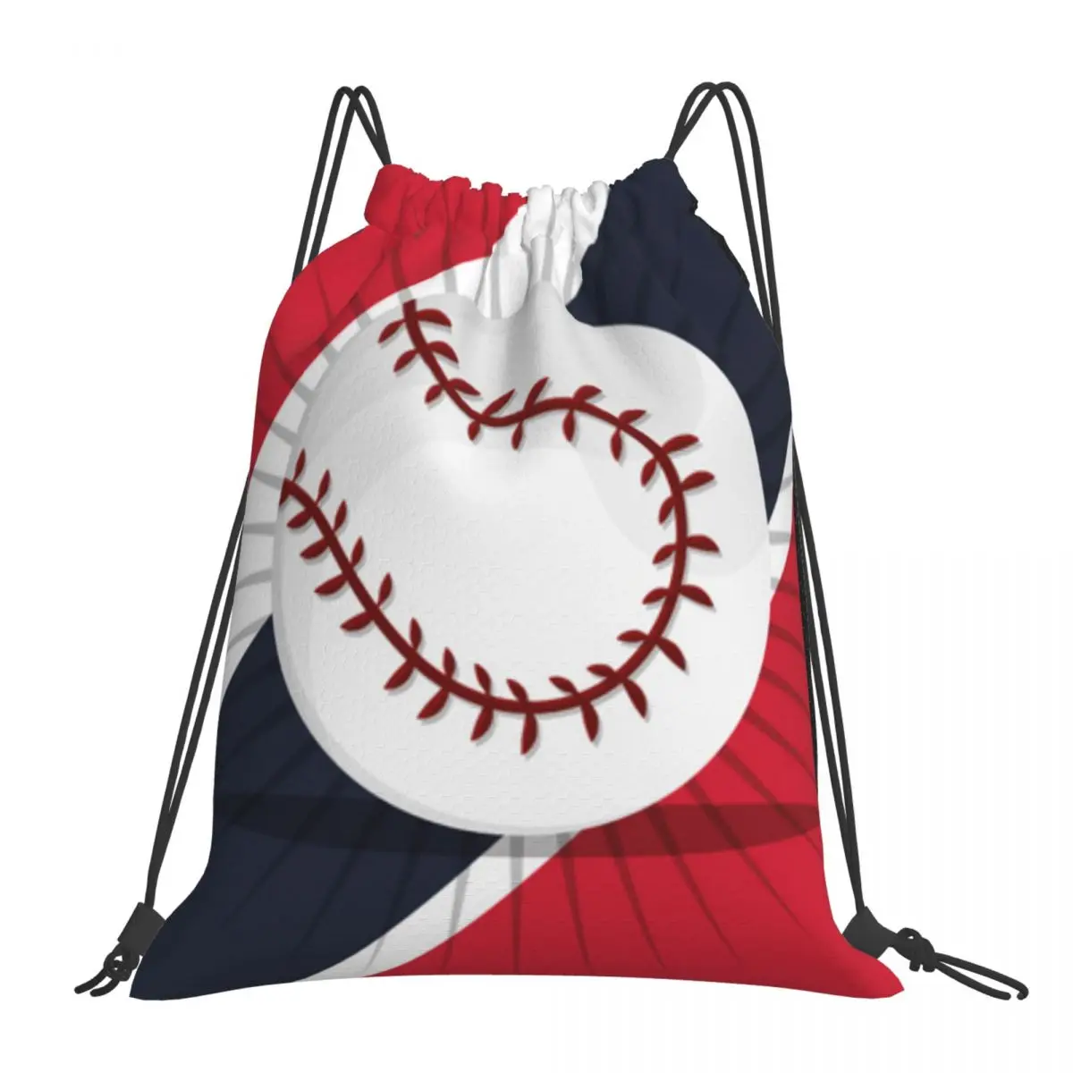 Foldable Gym Bag Baseball With Flag Fitness Backpack Drawstring Hiking Camping Swimming Sports Bag