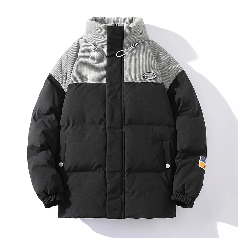 Winter Women Bread Parkas Cold Protection Loose Outwear Blue Cotton-Padded Jackets Patchwork Corduroy Thicken Thermal Coat M-4XL