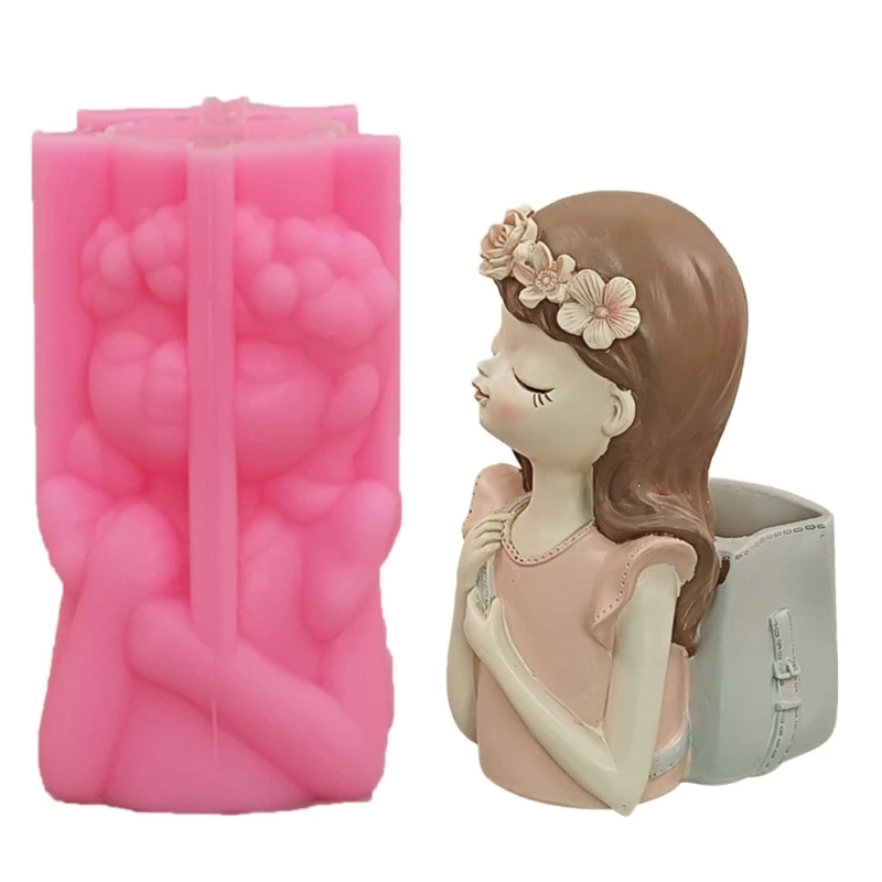 

Y51E девушка гипсовая силиконовая форма Diy суккуленты бетонный цветочный горшок ваза гипсовая цементная форма глиняная форма