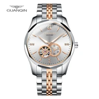 guanqin automatic business watch tourbillon design men waterproof tungsten steel sports mechanical chronograph relogio masculino