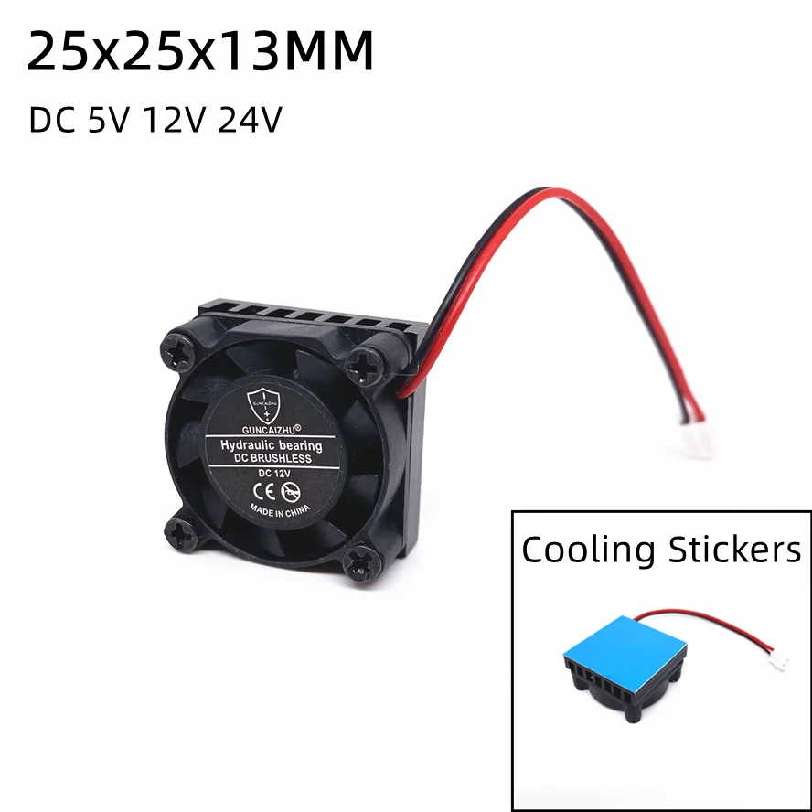 2507 25MM 25x25x13MM Cooling Fan For Raspberry Pi Fan with heat sink DC 5V 12V  24V m.2 SSD Fan with 2pin