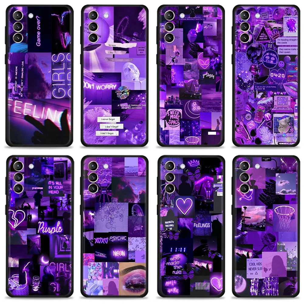 

For Samsung Galaxy S20 FE 2022 S10 S10e S9 S8 S22 Ultra 5G S7 S21 Plus Armor Case Purple Love Aesthetic Art