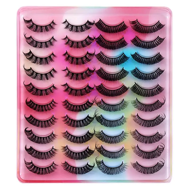 

Lashes Natural Look 3d Fake Eyelashes Natural Look Dramatic 20-pairs Wispy Lashes Pack Faux Curl Long Fake Lashes Pack Look Like