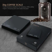 3kg store black mirror basic new up digital coffee food kitchen scale with time usb light weight mini digital scale kitchen
