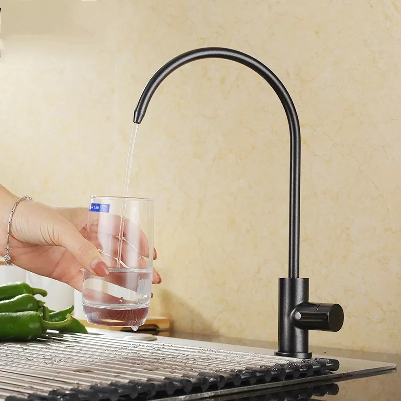 

Кухонный смеситель с фильтром для питьевой воды, из нержавеющей стали, черный, 360 градусов