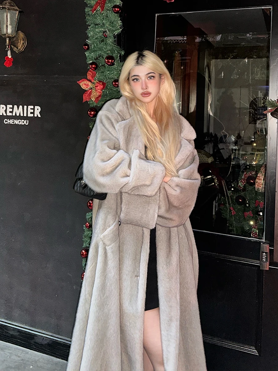 Pretdragon зимнее европейское и американское меховое длинное норковое кашемировое