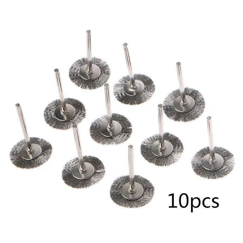 

Set Wire Brush Stainless Steel T-shaped Tools Wheel Brushes 10 Pcs 22mm For Mini Drill Rotary Kit Parts Polishing