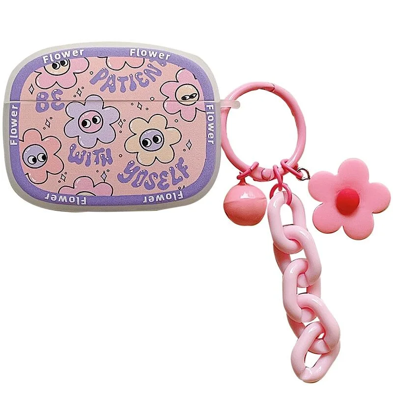 

Pink Flower Small Bell Chains 2021 AirPods 3 Case Apple AirPods 2 Case Cover AirPods Pro Case IPhone Earphone Accessories