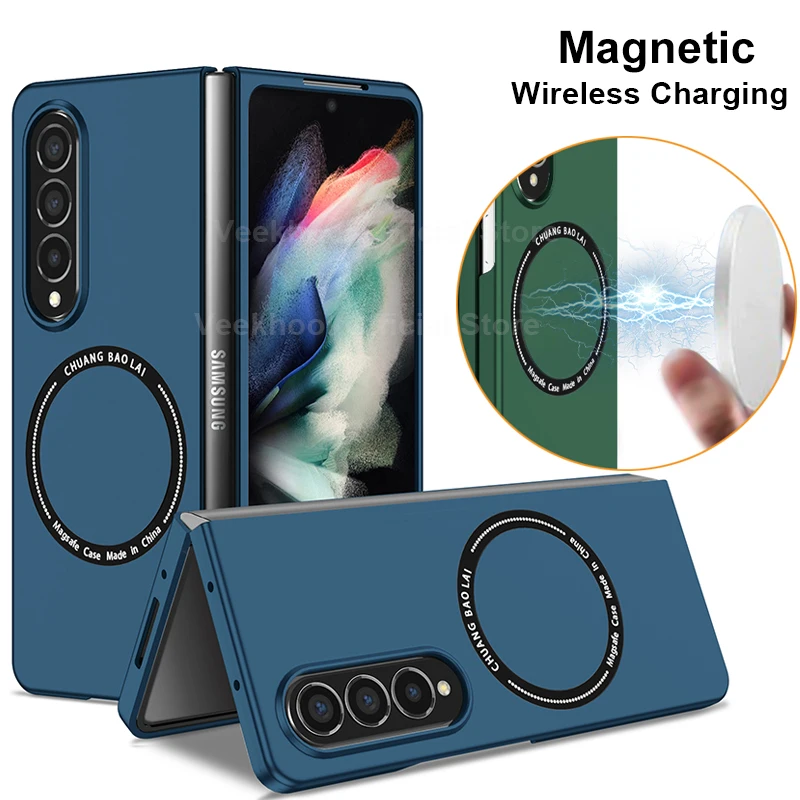 

Магнитный чехол с беспроводной зарядкой для Samsung Galaxy Z Fold 3 4 Magsafe, противоударные чехлы с защитой от отпечатков пальцев