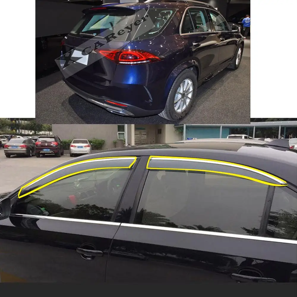 Car Body Styling Sticker Plastic Window Glass Wind Visor Smoke Rain/Sun Guard Vent Parts For Mercedes Benz GLE 2020-2022