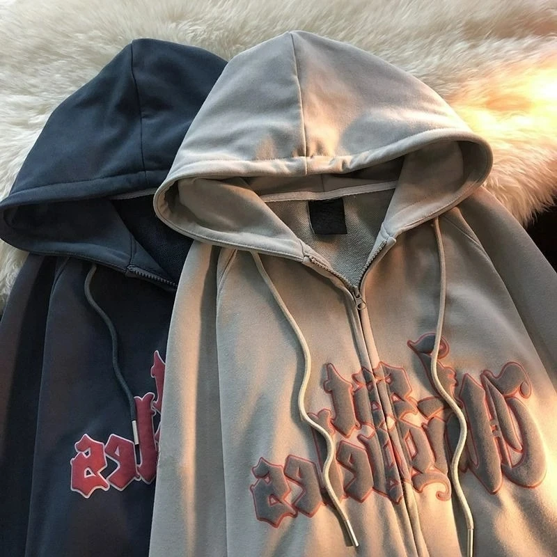 

Женский свитер с надписью, Свободный кардиган-оверсайз в американском стиле ретро с капюшоном, уличная одежда в стиле хип-хоп, Y2K, 2022
