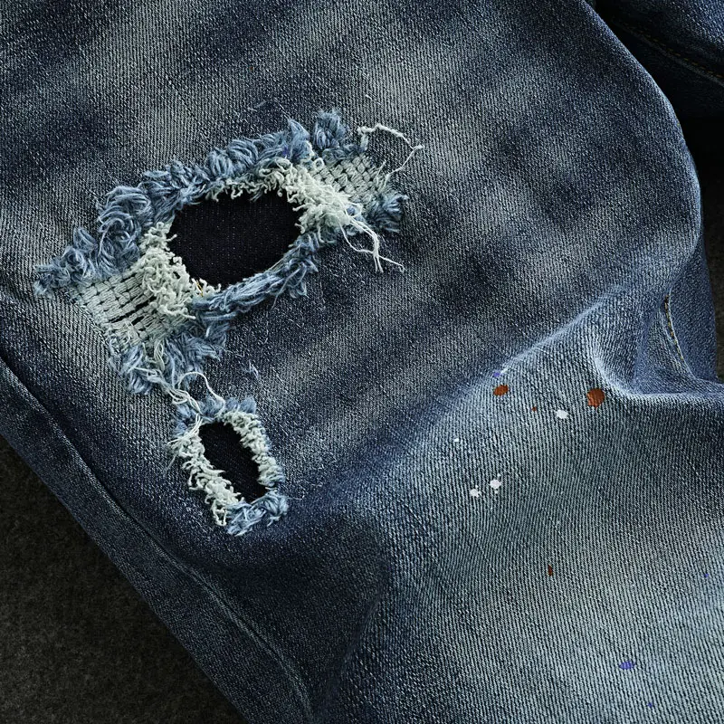 Новый модельер в итальянском стиле мужские эластичные облегающие джинсы с