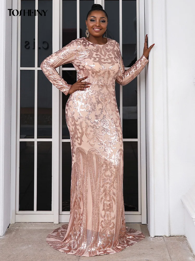 Женское платье-Русалка с блестками на подоле