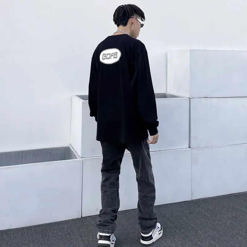 Washed Vintage Black Cargo Jeans Men's Loose Straight-leg Pants Tide Brand High Street Hip Hop Trousers baggy jeans