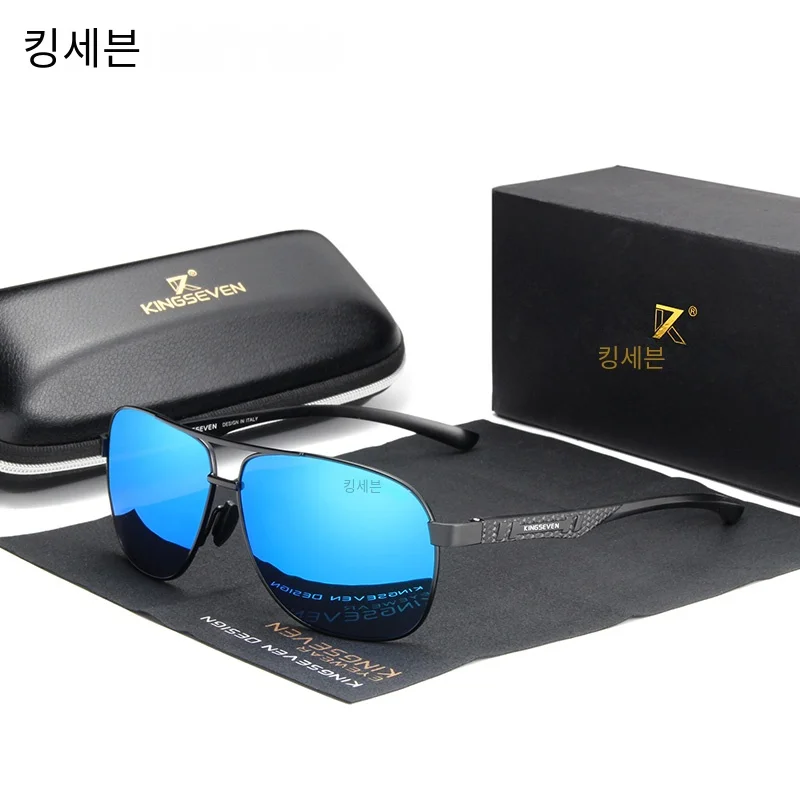 선글라스  KINGSEVEN-2022 브랜드 남성용 알루미늄 선글라스, 편광 UV400 미러 남성용 선글라스 여성용 Oculos de sol 