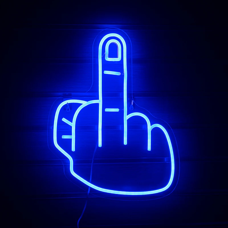 Wanxing Neon Erect Middle Finger Funny Neon Sign Gym Wall Hanging Neon Light Sign For Sports Room Decor Club Party Bar Xmas Gift