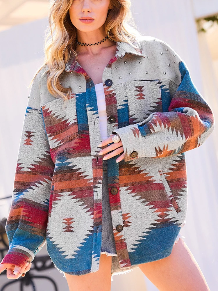 

Женское пальто с отложным воротником, повседневное шерстяное пальто с длинными рукавами и карманами, модная винтажная уличная одежда, куртки для женщин на осень и зиму 2023