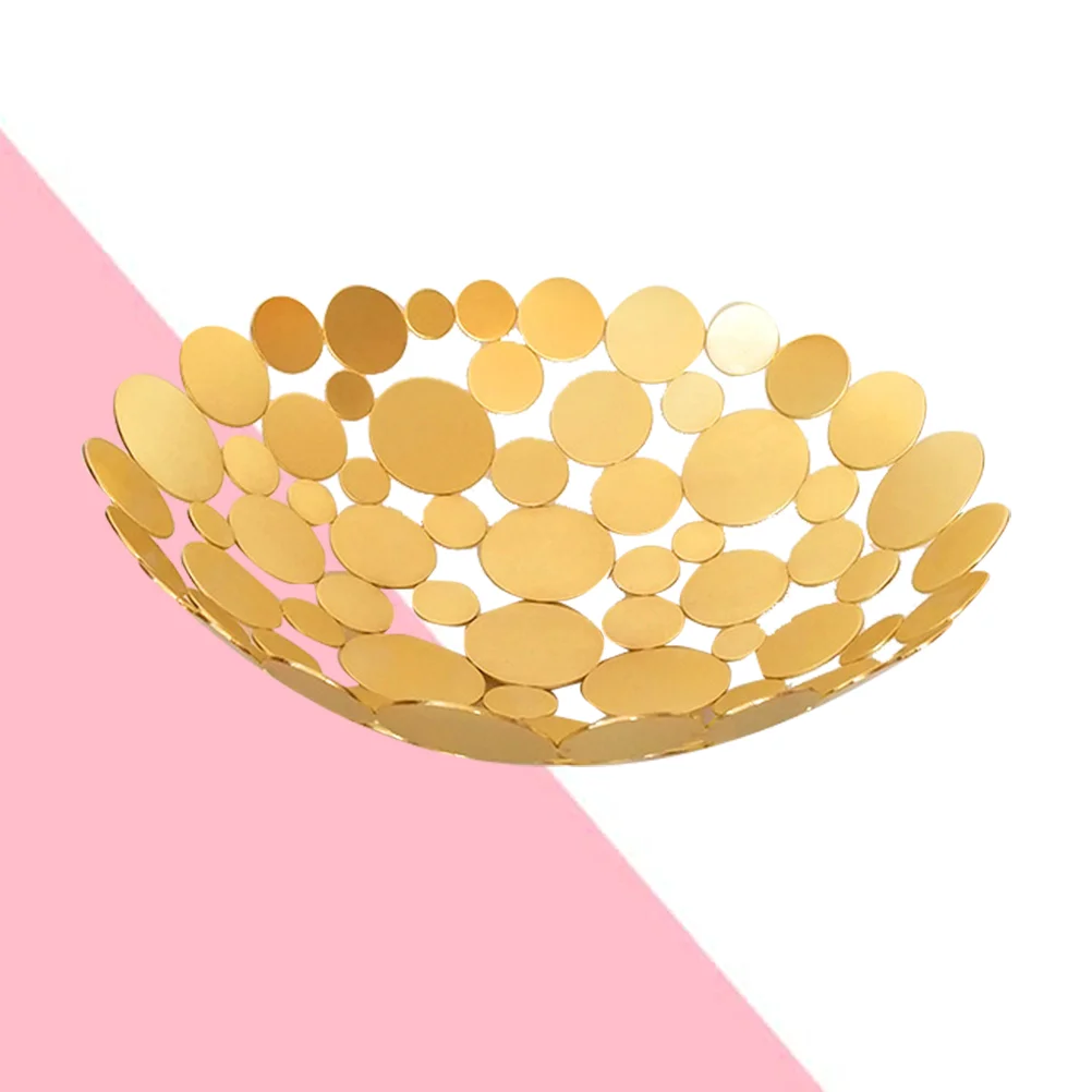 

Plate Basket Fruit Hollow Round Vegetable Holder Bread Storage Iron Dish