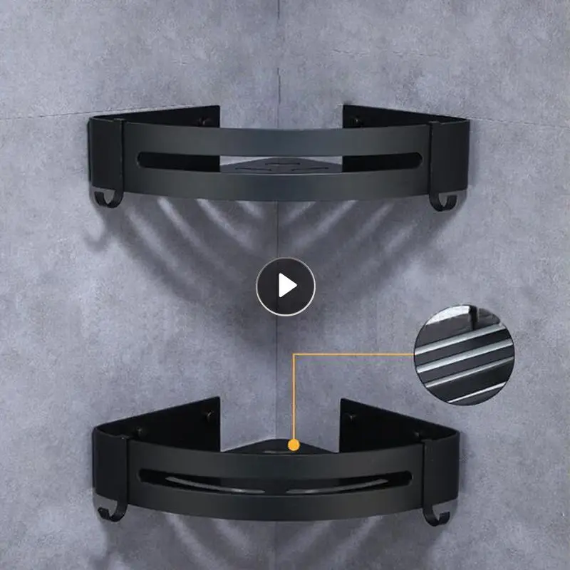 

Storage RackTriangle Towel Shower Black Corner Shelves Wall Mounted Aluminum Shampoo Holder No Drill Bathroom Shelf Organizer