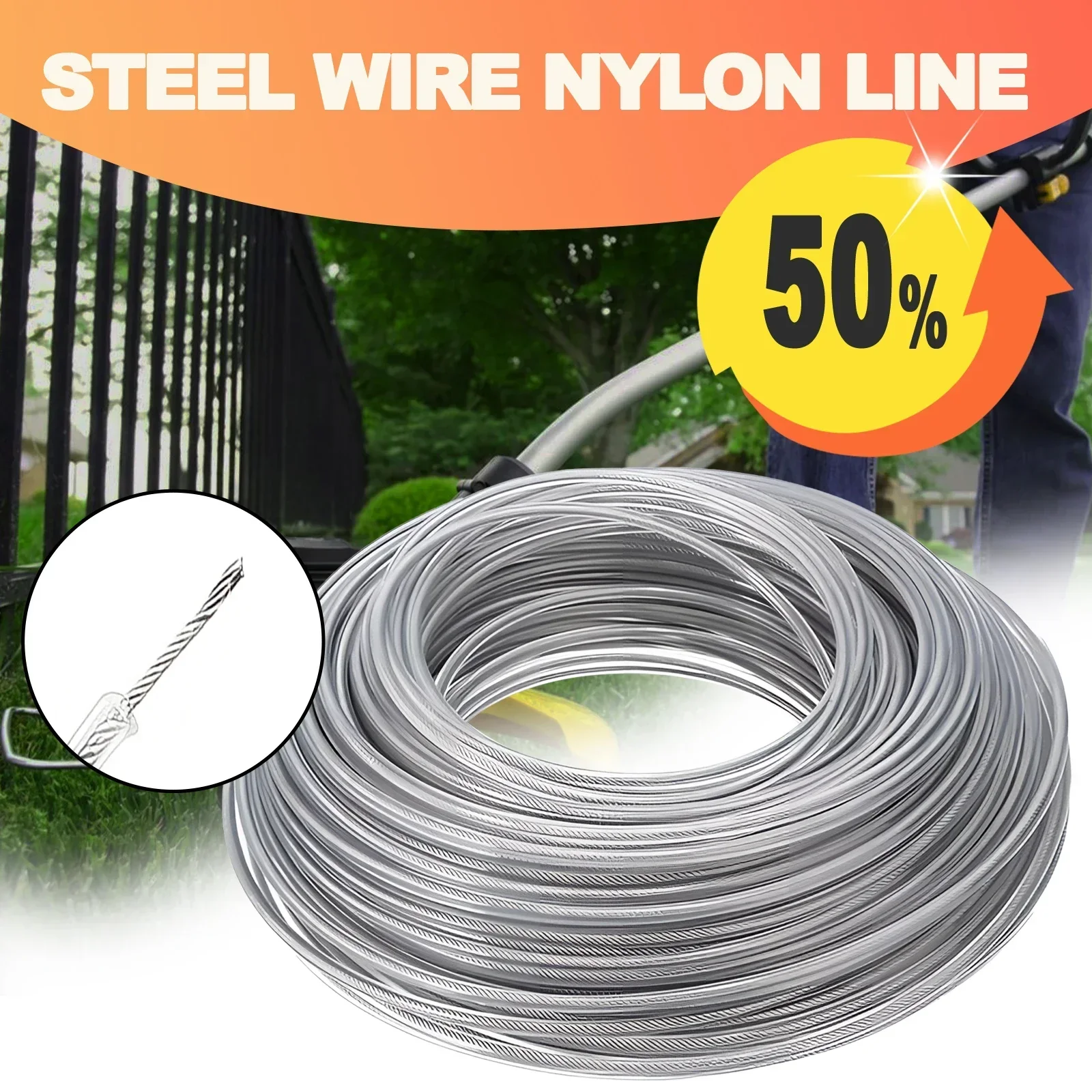 Уютный 2 4 мм * 15 м обновленный нейлоновый шнур для газонокосилки из обычной