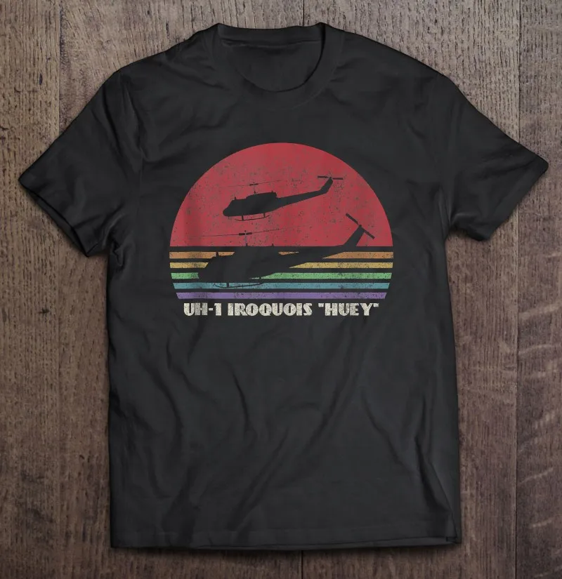 

Футболка Uh 1 Huey мужская с принтом вьетнамских войн вертолет винтажный закат подарок футболка мужская одежда черная рубашка с принтом на зак...