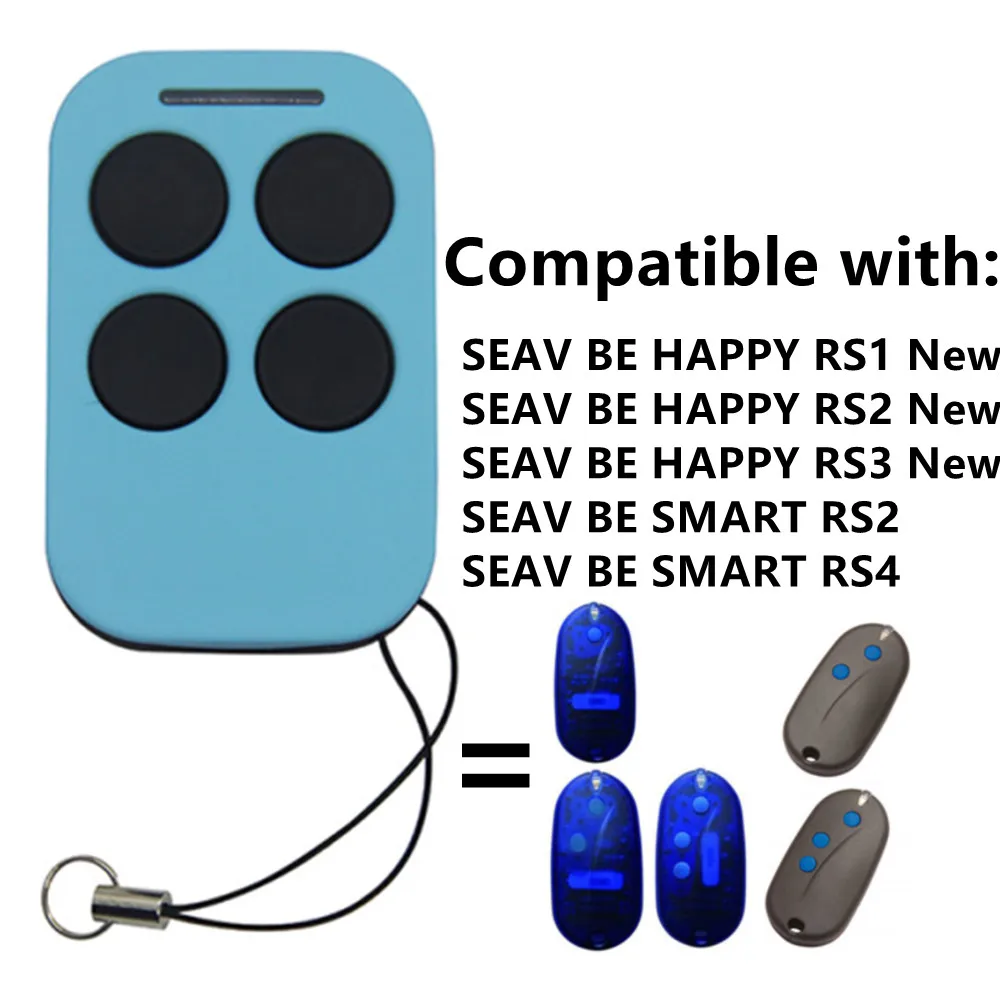For SEAV BE HAPPY RS1 RS2 RS3 SMART RS2 RS4 Garage Door Remote Control Rolling Code 433.92MHz Gate Opener
