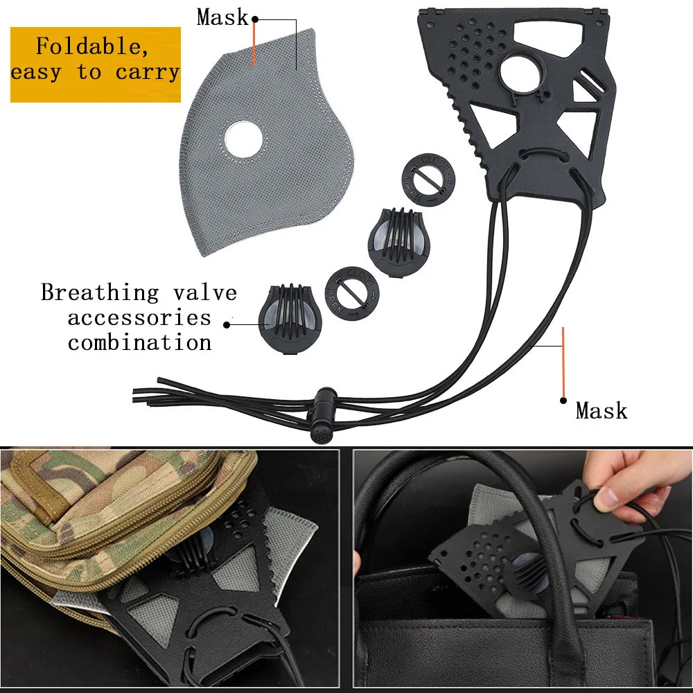 Тактическая противокапельная маска KN90 с бактериями 6-слойная фильтрационная для