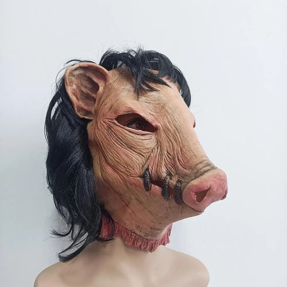 Маска животного Cos черные волосы головной убор со свиньей Хэллоуин косплей