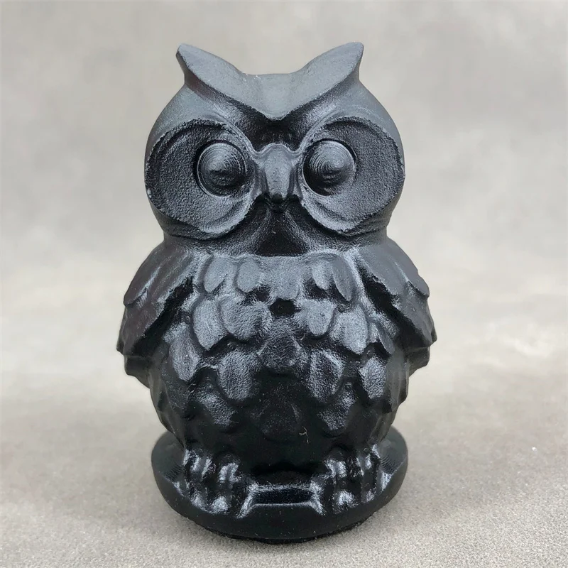 

6x4.2cm Natural Black Obsidian Crystal Owl Carving Polished Quartz Healing Stones Gemstones For Home Decorations 1pcs