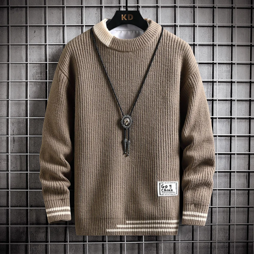 Men's Sweaters Pullover Causal Knitted Sweaters Crewneck Korean Fashion Clothing Men 2022 Streetwear Solid Color Jumpers Men Top