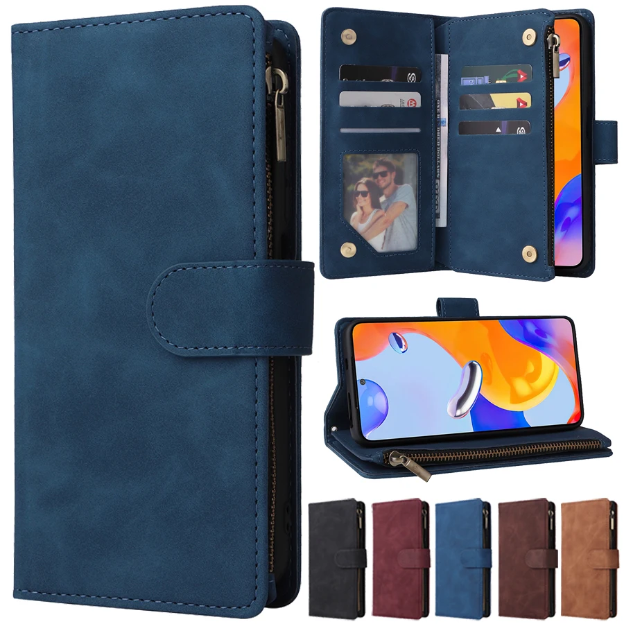 Кожаный чехол-бумажник для Xiaomi Redmi 10 10A 10C 9 9A 9C 9T Note 11S 11 Pro 10S 8T 8 7 Mi Poco X3 GT M4 M5s - купить