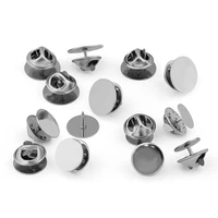 20setlot stainless steel earring studs blank post base pins with earring plug findings ear back 10 12mm for diy jewelry making