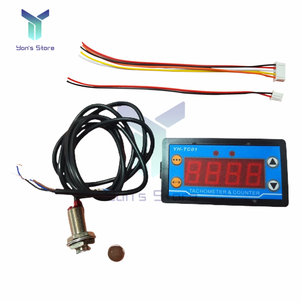 

Tachometer Counter DC9-24V 0.56 Inch Electronic Digital Display Tachometer Gauge Sensor 30-80000RPM Motor speed meter YH-TC01