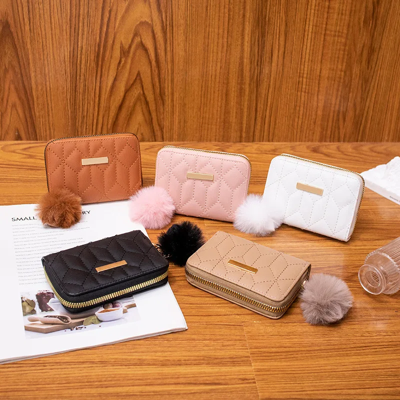 

Women Short Wallets PU Leather Female Plaid Purses Leather Card Holder Wallet Student Small Zipper Woman Wallet Coin Purse