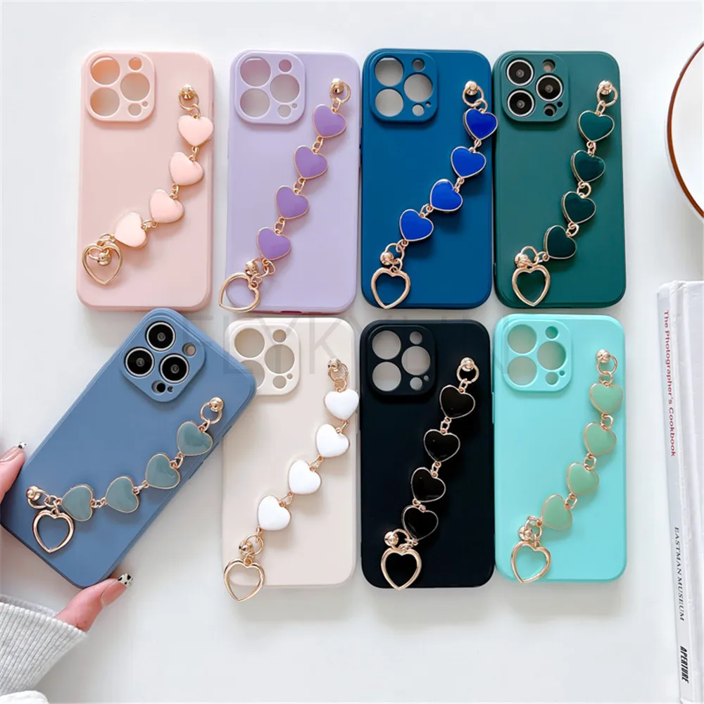 soft silicone phone case for xiaomi redmi note 10 9 pro 10s 9s 8 7 pro 10 9 9a poco x3 mi 11t 11 lite women chain bracelet cover free global shipping