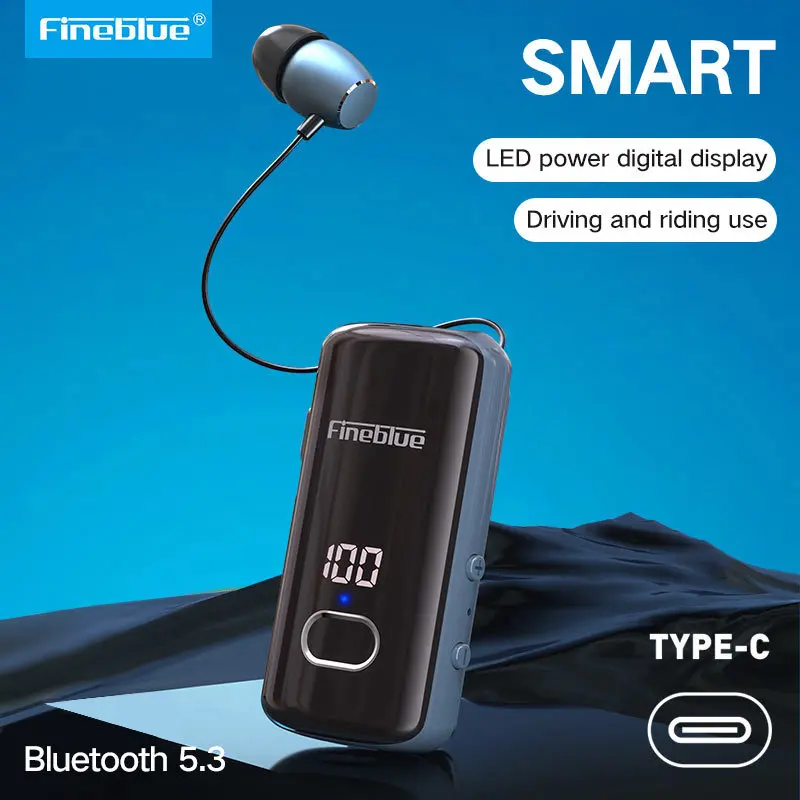 

Fineblue F580 Wireless Earphone Bluetooth 5.3 Retractable Portable Headset Calls Remind Vibration Sport Run Headphone