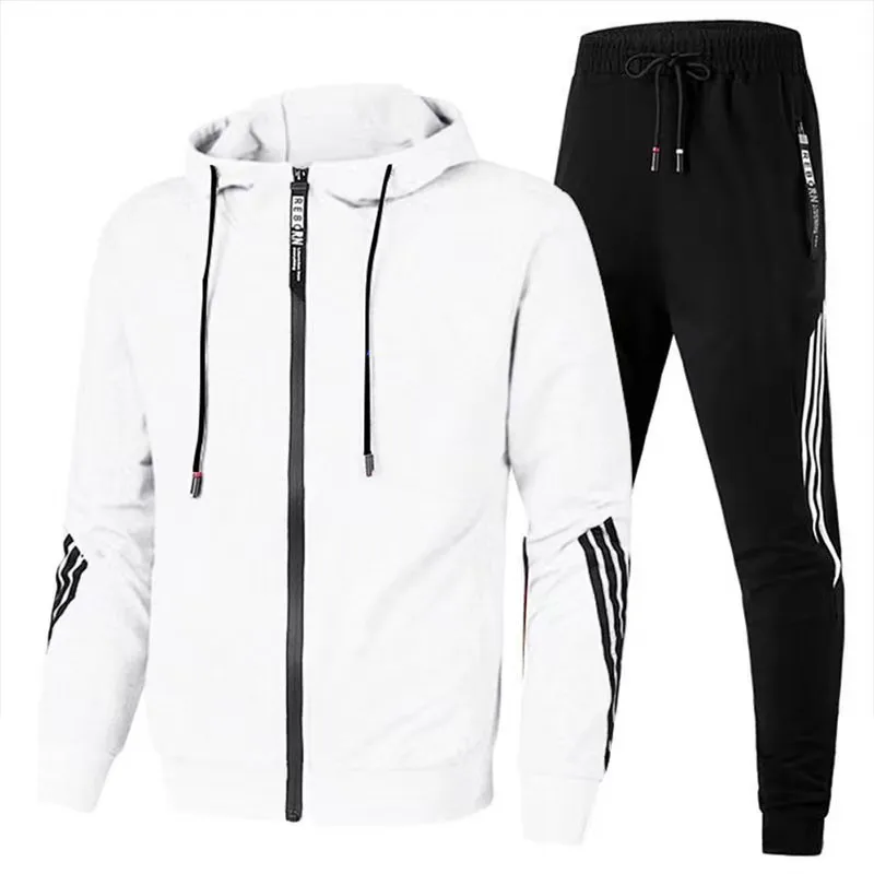 Spring and Autumn Set Sportswear Men's Couple Fashion Sportswear Grey Sportswear Full Set Black Air Layer Full Set Two Piece Set